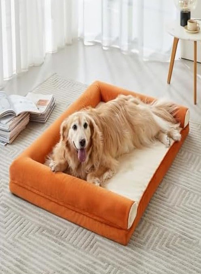 gorgeous Dog Beds Memory Foam Large Bed Waterproof Layer for Labrador, Bulldog, Retriever, Poodle, Large Breed Dogbed (Orange, 47x29x4) - Image 1